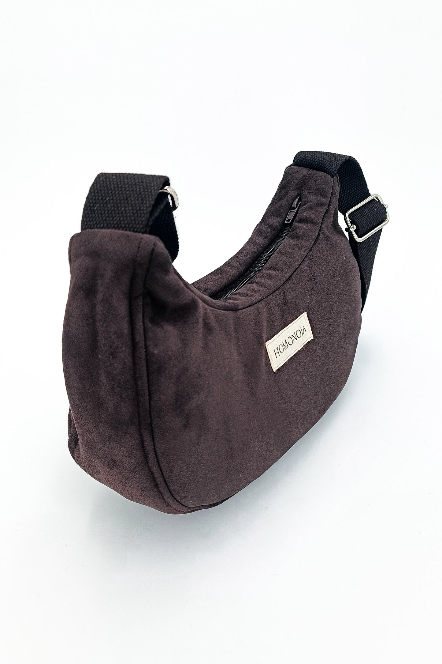 Sac demi-lune Gisèle suède marron