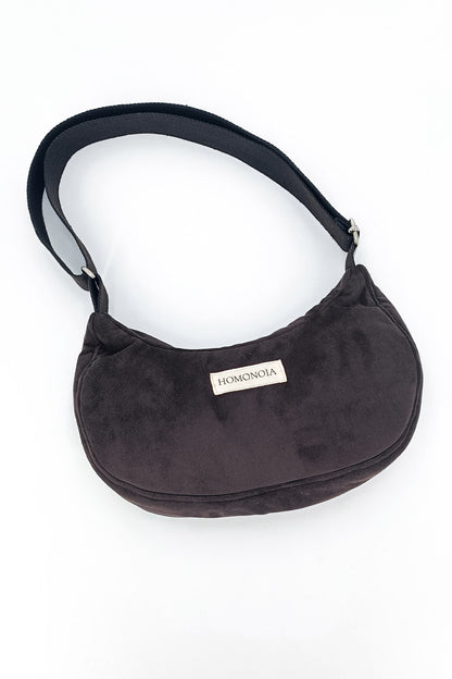 Sac demi-lune Gisèle suède marron