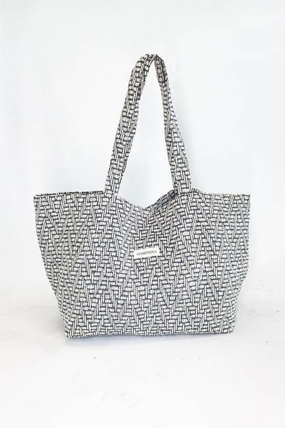 Sac cabas Marguerite jacquard noir et blanc