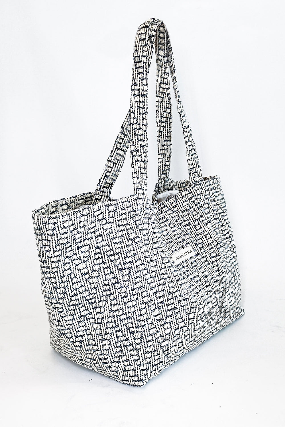 Sac cabas Marguerite jacquard noir et blanc