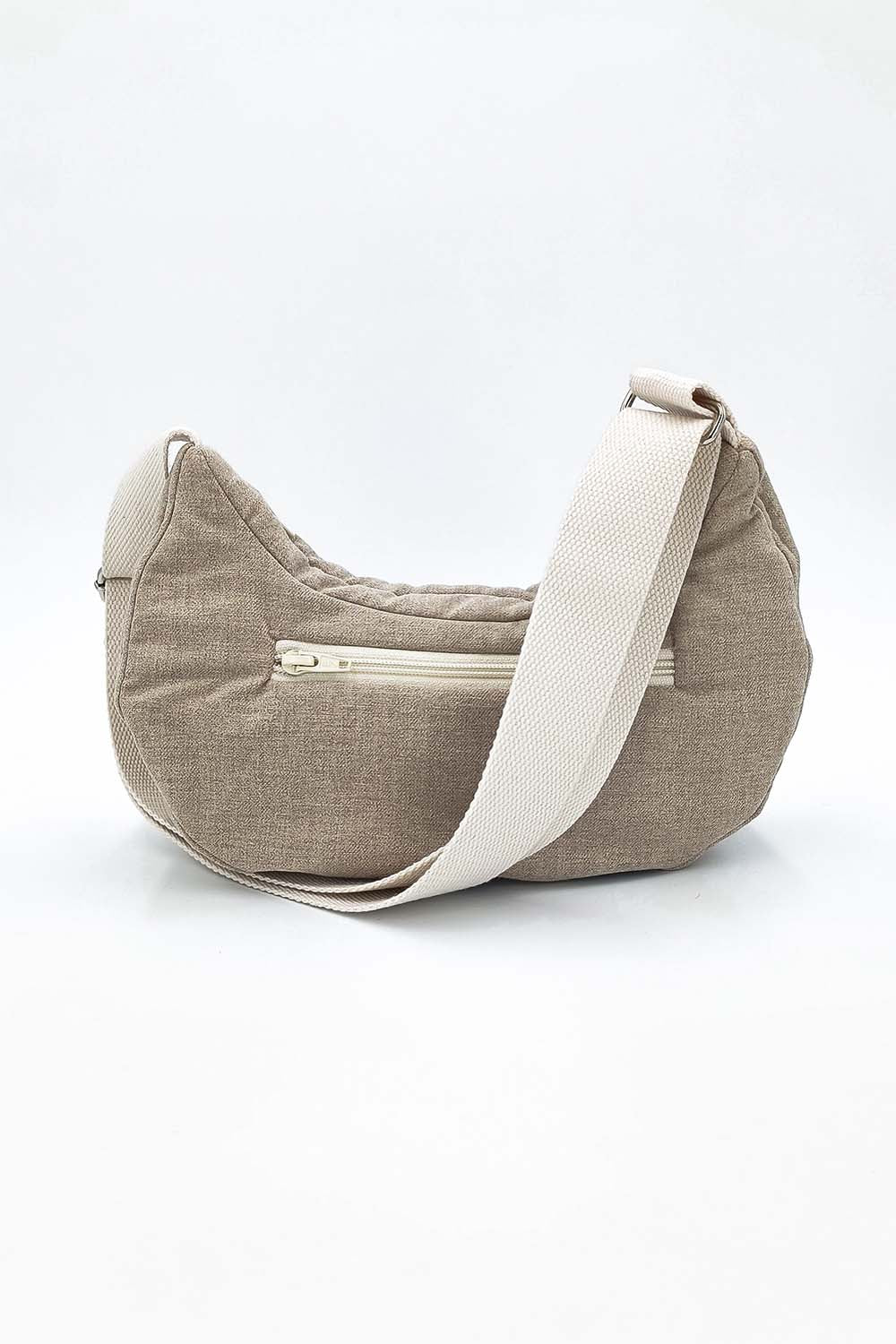 Sac demi-lune Gisèle coton brossé beige