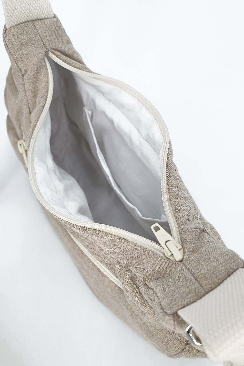 Sac demi-lune Gisèle coton brossé beige