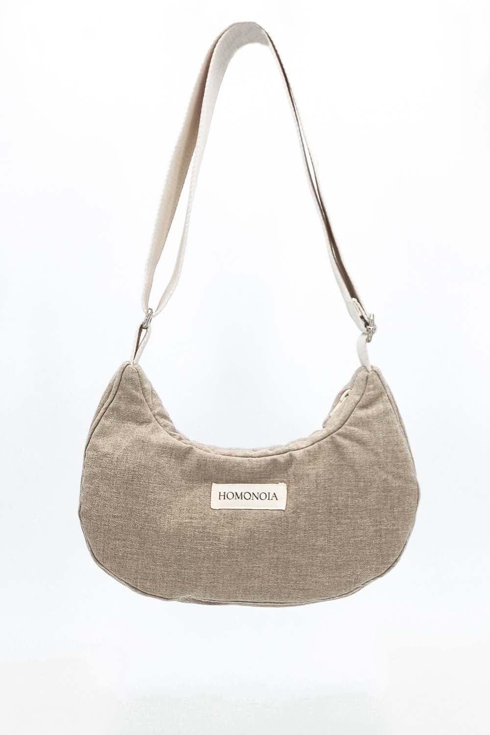 Sac demi-lune Gisèle coton brossé beige