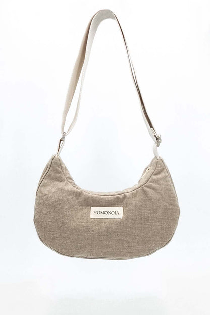 Sac demi-lune Gisèle coton brossé beige