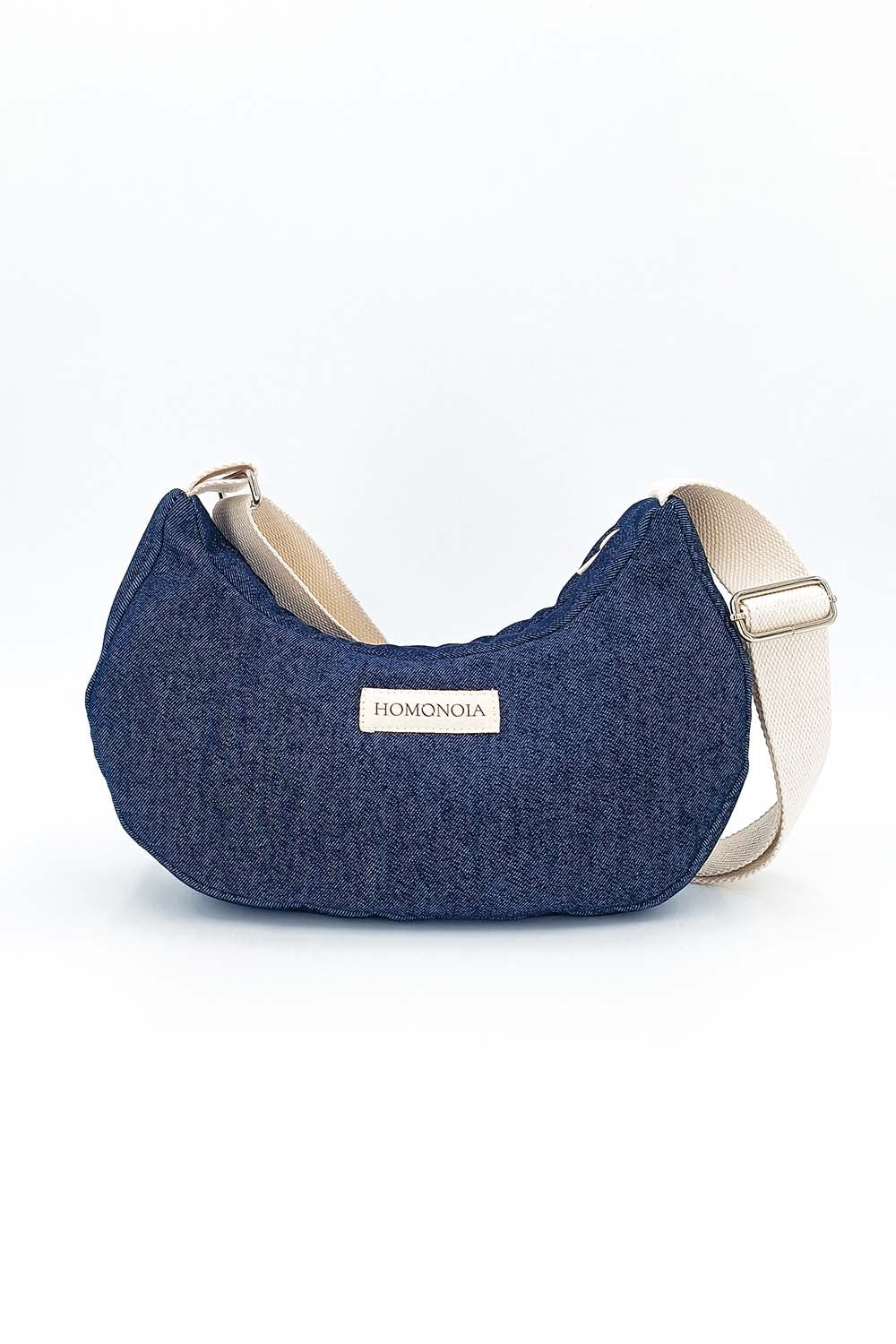 Sac demi-lune Gisèle en denim brut