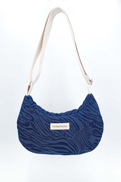 Sac demi-lune Gisèle en denim zèbre