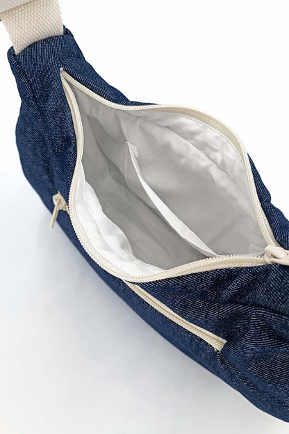 Sac demi-lune Gisèle en denim brut