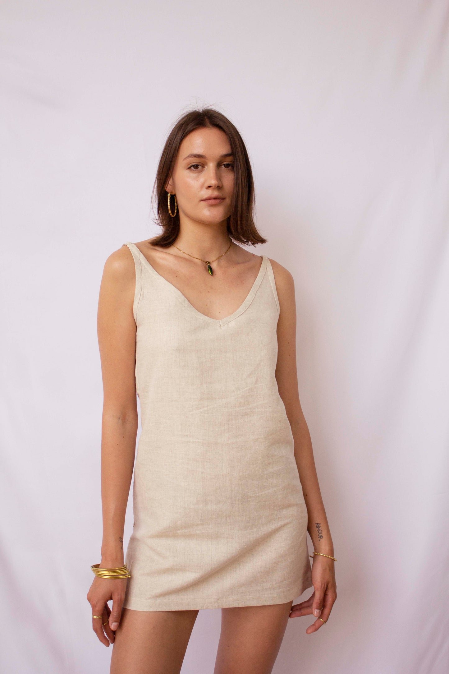 Robe à bretelles beige