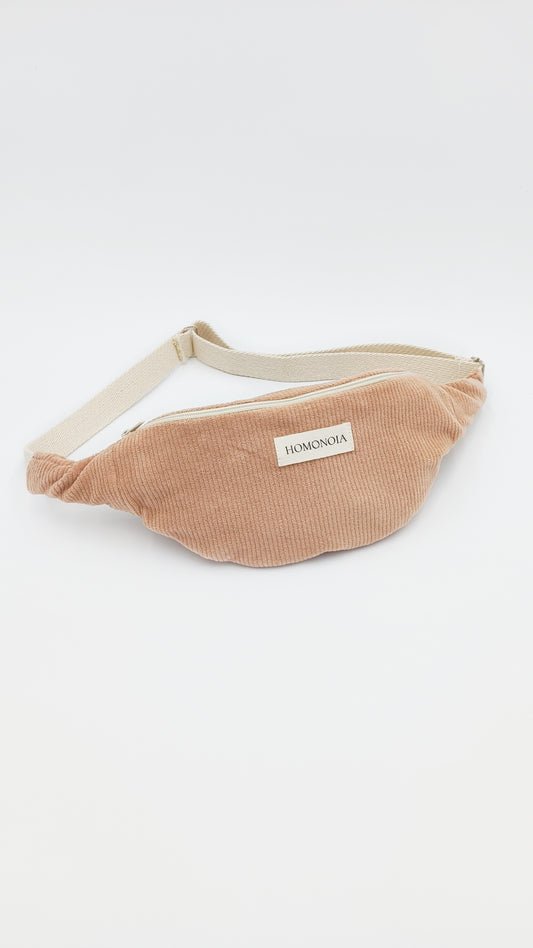 Banane en velours côtelé rose poudré