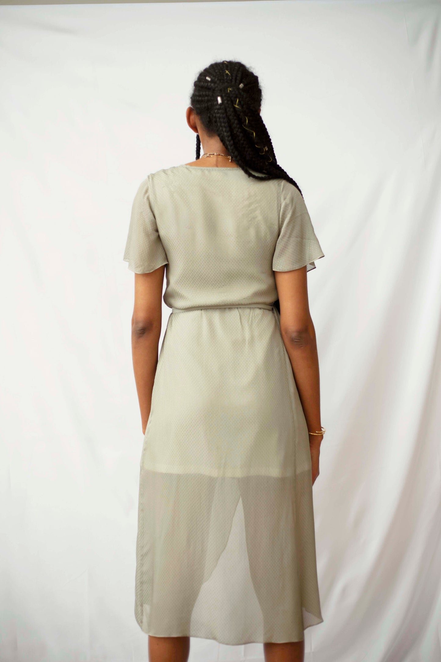 Robe portefeuille plumetis vert